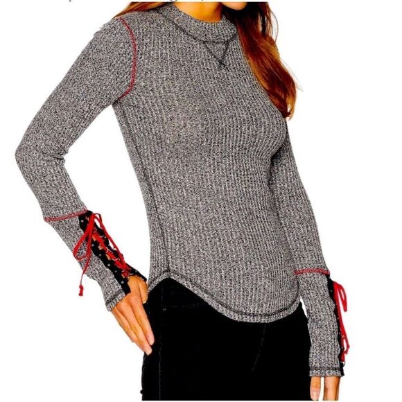 Free People Mountaineer Black Long Sleeve Mock Neck Top Size XS - Picture 11 of 11